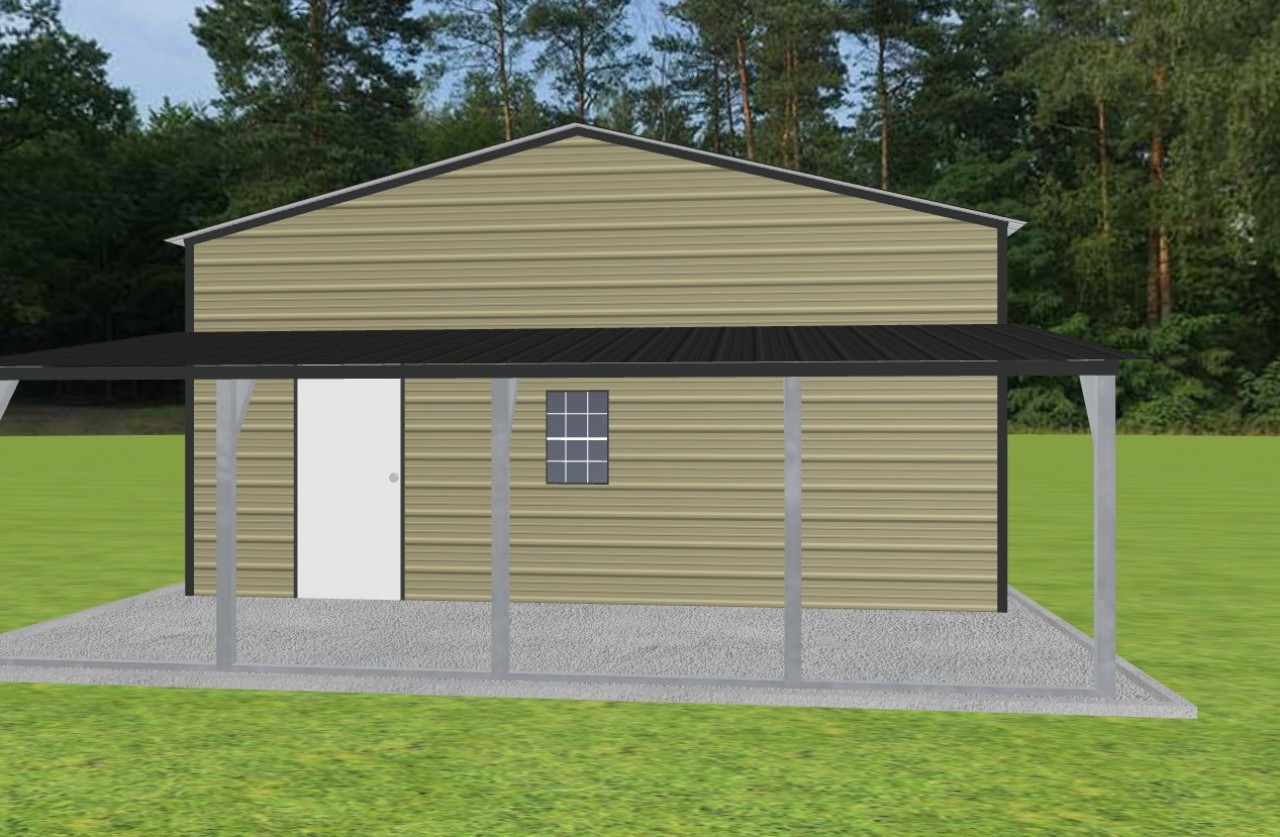 Garage with Lean To 22 x 30 x 10 - Ascential Metal Buildings