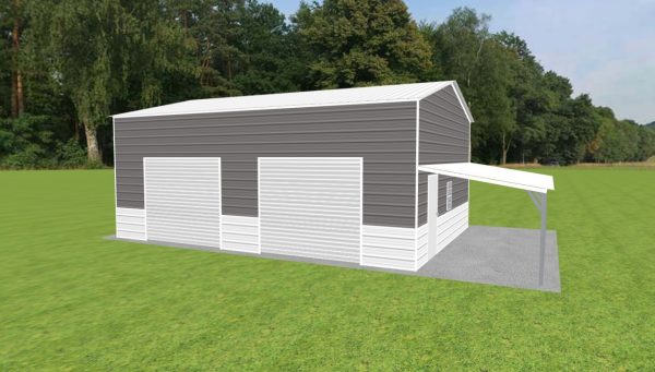 2 Car Garage with Lean To 22 x 30 x 12