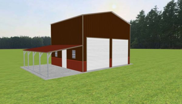 Garage with Lean To 24 x 20 x 16