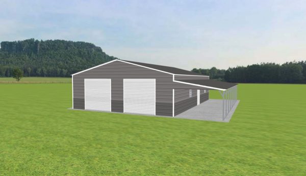 Double Bay Garage with Lean To 28 x 40 x 9