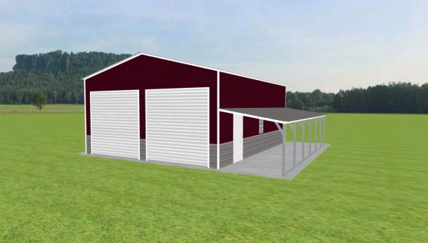 Garage with Lean To 24 x 30 x 12