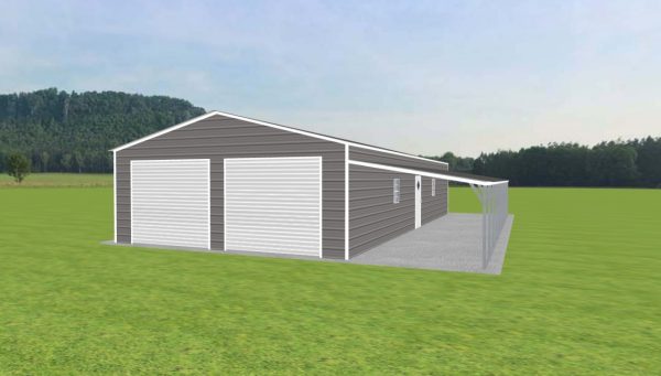 2 Car Garage with Lean To 24 x 50 x 9