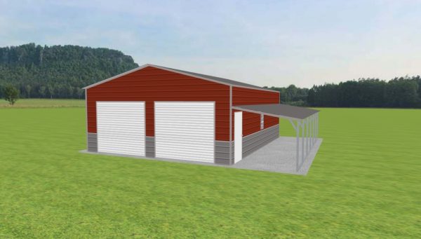 Garage with Lean To 24 x 30 x 10