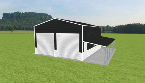 Garage with Lean To 24 x 30 x 13