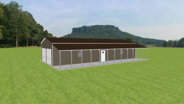 Metal Garage with Lean To 24 x 60 x 11 - Image 2