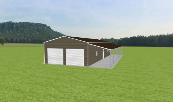 Metal Garage with Lean To 24 x 60 x 11