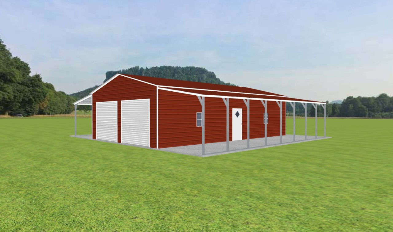 Garage with Lean To 24 x 40 x 10 - Ascential Metal Buildings