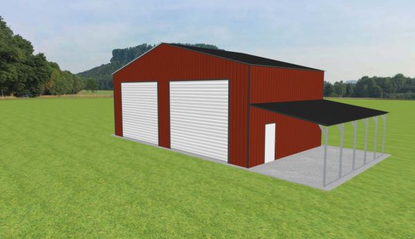 Garage with Lean To 44 x 25 x 16