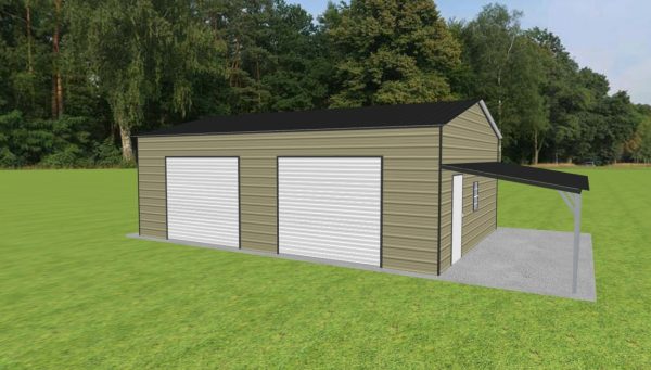 Garage with Lean To 22 x 30 x 10