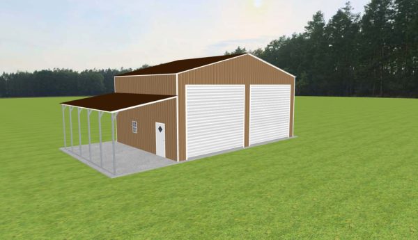 Garage with Lean To 38 x 25 x 16