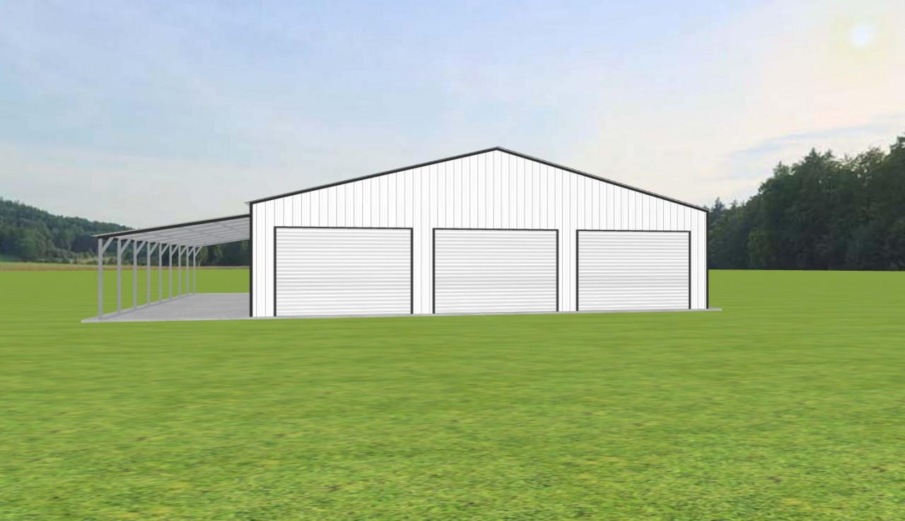 Garage with Lean To 44 x 40 x 10 - Ascential Metal Buildings