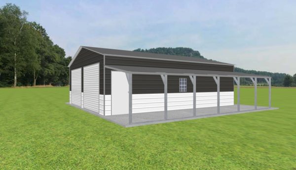 2 Car Garage with Lean To 24 x 30 x 9 - Image 2