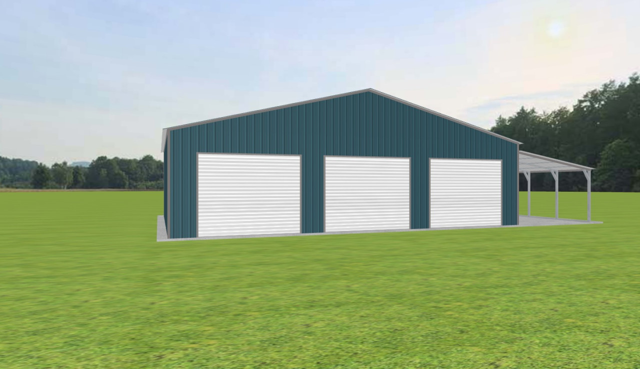 Garage with Lean To 40 x 30 x 10 - Ascential Metal Buildings