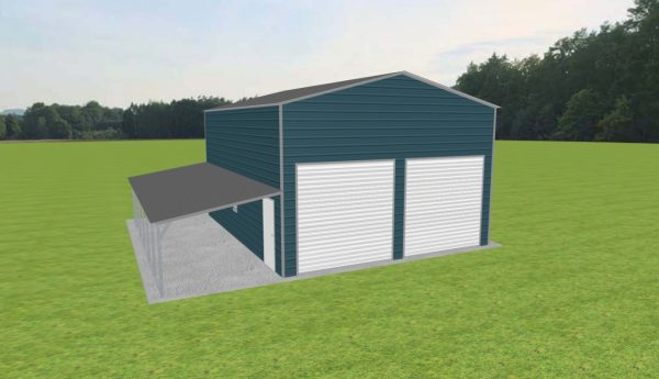 Garage with Lean To 24 x 30 x 15