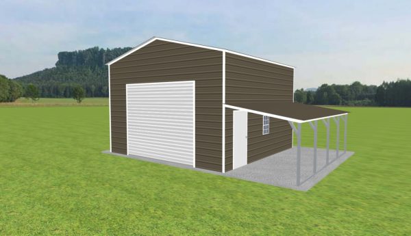 Garage with Lean To 20 x 20 x 13