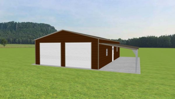 2 Car Garage with Lean To 24 x 40 x 9