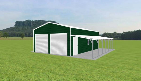 Garage with Lean To 20 x 30 x 10