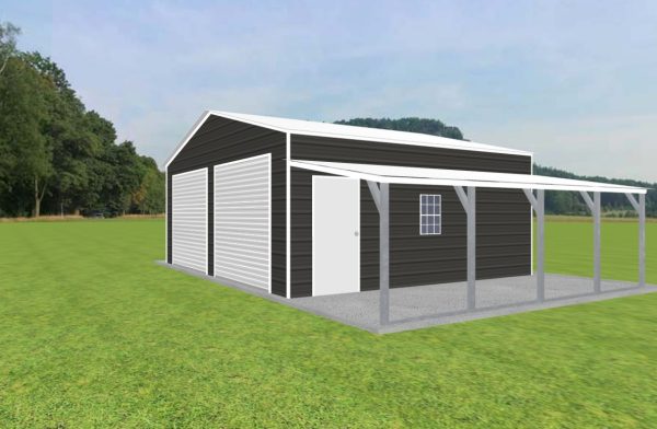 2 Car Garage with Lean To 24 x 20 x 9 - Image 2